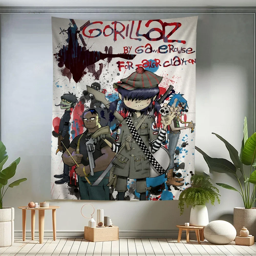 Gorillaz Printed Large Wall Tapestry Hanging Tarot Hippie Wall Rugs Dorm Home Decor