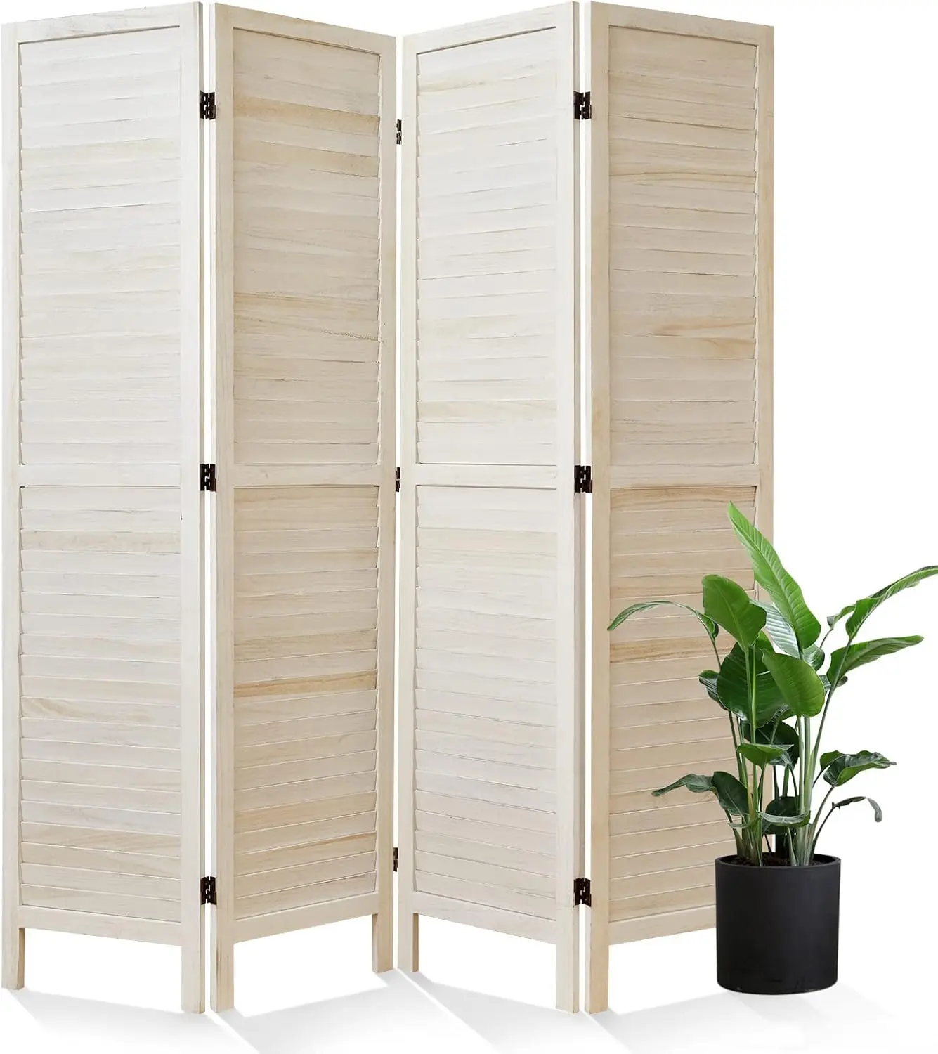 

Room Dividers and Folding Privacy Screens, Wood Louvered Separators Divider Wall for Home Office Bedroom - 4 Panels, 67