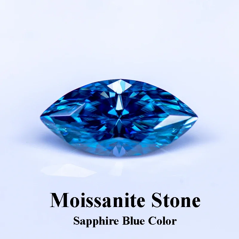 

Moissanite Stone Sapphire Blue Color Gemstone Marquise Cut Lab Grown Diamond Charms Woman Jewelry Making with GRA Certificate