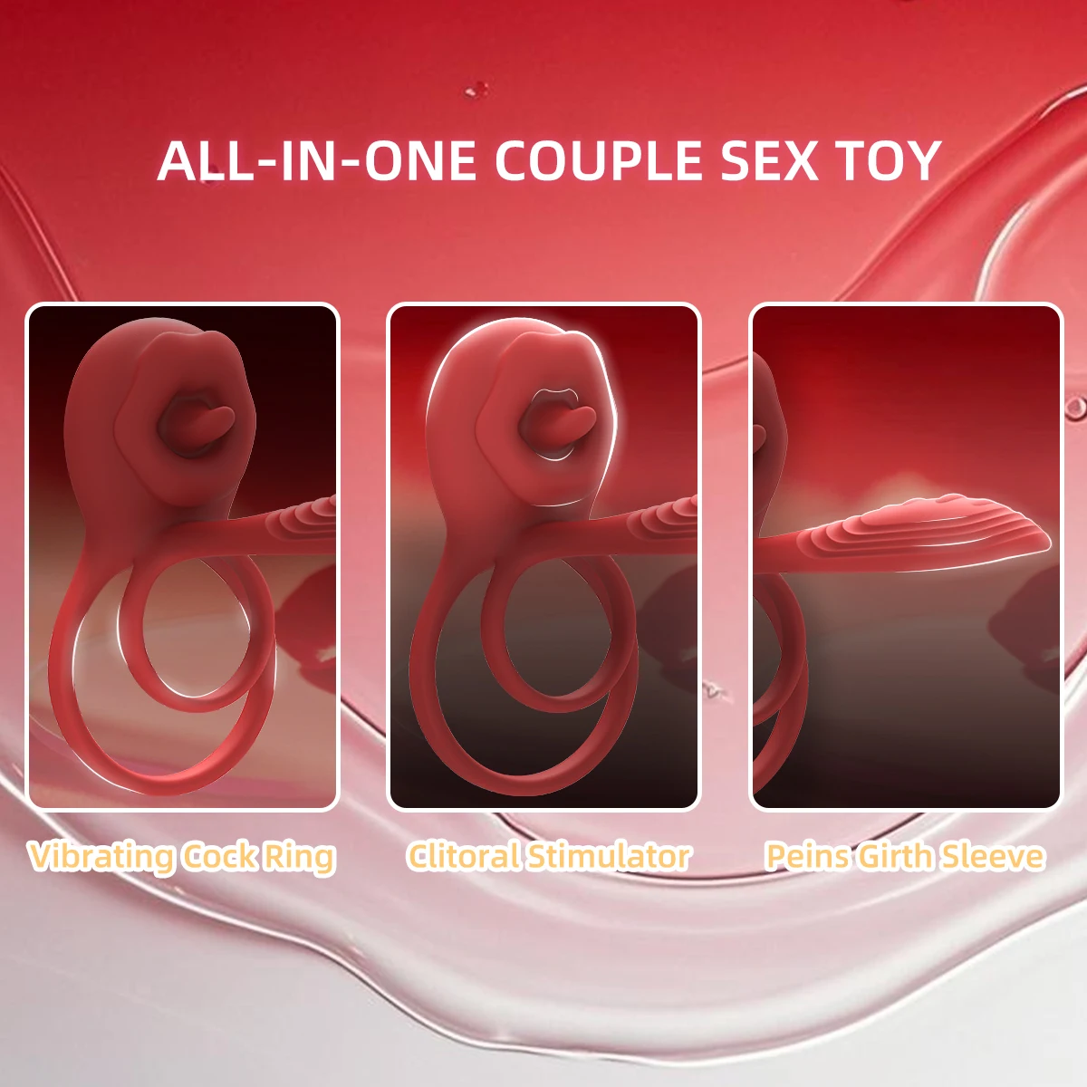 APP Control Cock Ring Vibrator Male Ejaculation Delay Vibrating Tongue Licking Penis Ring Clitoris Stimulator Sex Toy for Couple view 5
