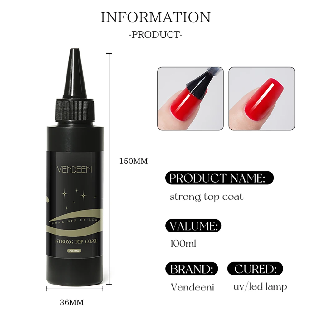 Vendeeni 17 tipos 100ml gel funcional unha polonês base superior revestimento cromo gel construir extensão gel preto branco gel tpo/hema livre