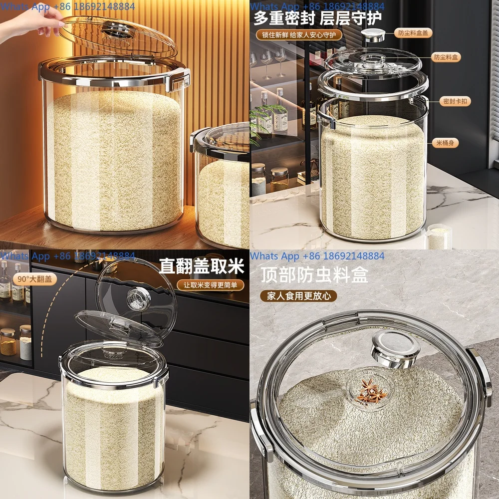 

Clear Rice Storage Container with Airtight Flip Lid Moisture Proof Insect Resistant Food Grade Plastic Jar for Grains