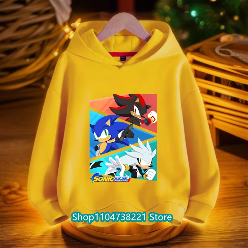 2025 caliente primavera otoño niños dibujos animados Anime Sonic Sudadera con capucha para niños sudadera coreana niños niñas lindos ropa suave de manga larga