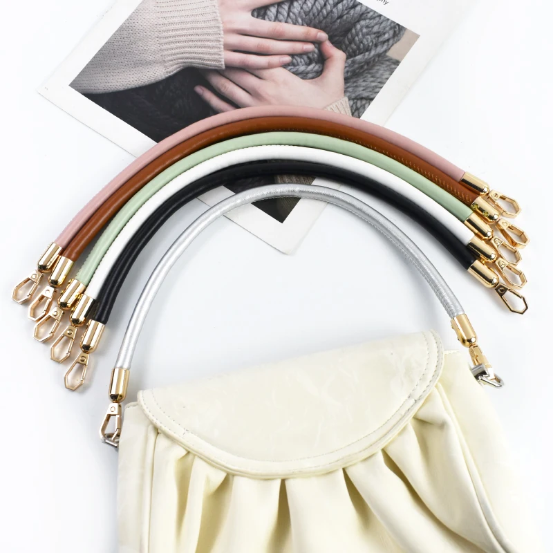 2Pcs Deepeel 30/40/60cm PU Leather Bag Handles with Metal Clasps Handbag Purse Replacement Strap DIY Bags Accessories