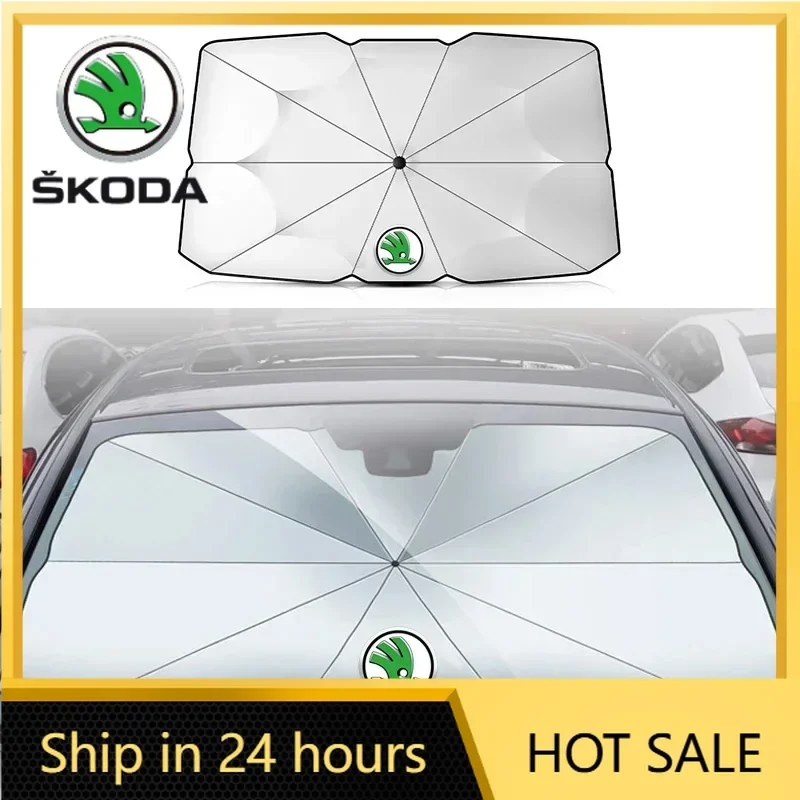 

2026 Hot For SKODA Car Windshield Sun Shade Cover Anti UV Sun Parasol Accessories for Skoda fabia octavia Rapid kodiaq superb 3