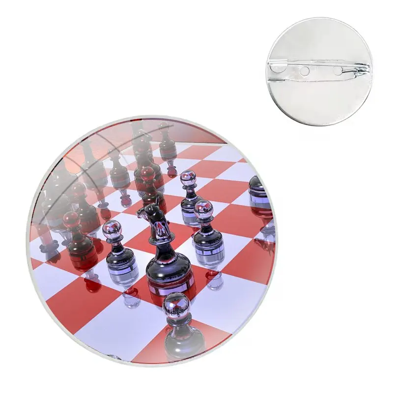 Fashion Chess Board Pins Badge Metal Brooches For Clothes Backpack Decoration gift