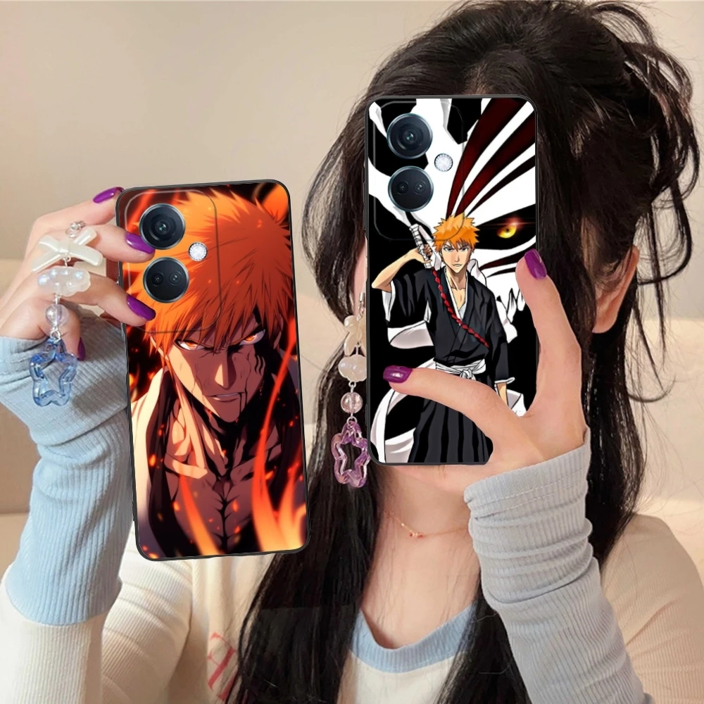 Bleach Ichigo Mobile Cell Phone Case for OPPO Find X5 X3 X2 A93 Reno 8 7 Pro A74 A72 A53 Black Soft Phone Cover Shell