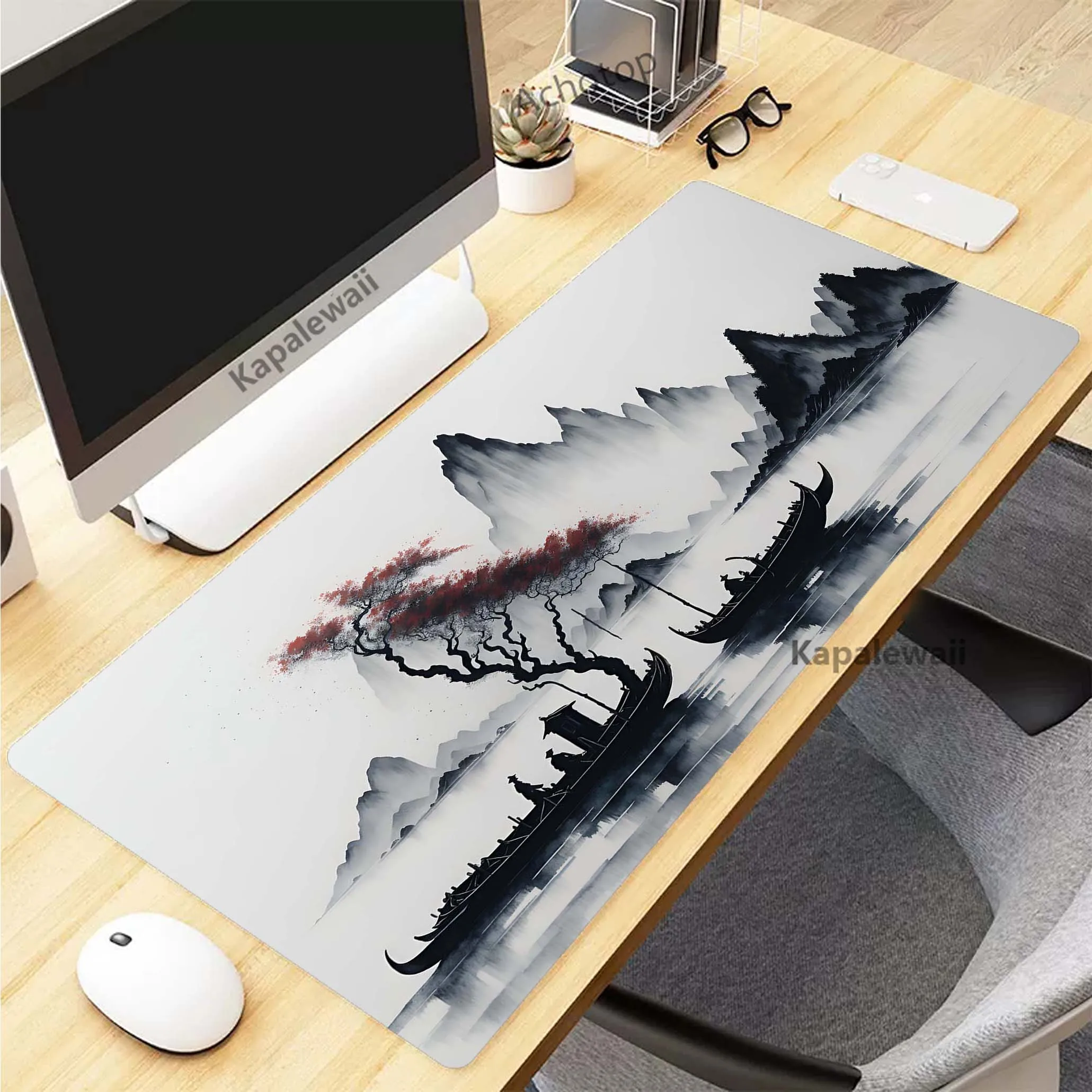 

Mountain Serenity Japan Art Mousepad Gaming Speed Keyboard Pads Mouse Pad XXL Rubber Carpet Locked Edge Mouse Mat 900x400mm