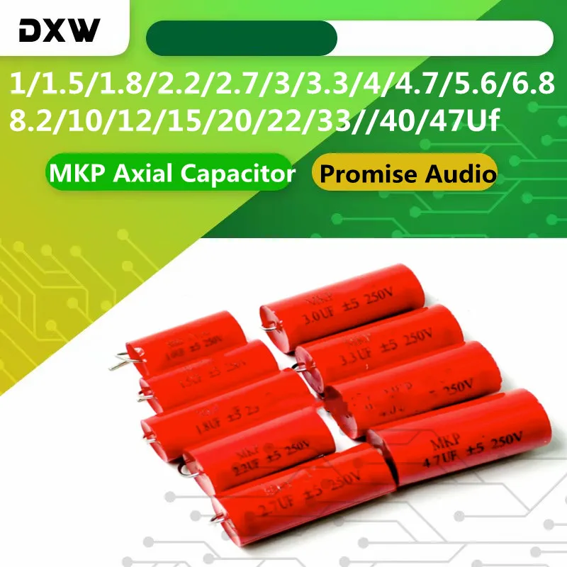 

5PCS/Lot Axial Wear Heart MKP Capacitor 1/1.5/1.8/2.2/2.7/3/3.3/4/4.7/5.6/6.8/8.2/10/12/15/20/22/33/40/47Uf /250V Promise Audio