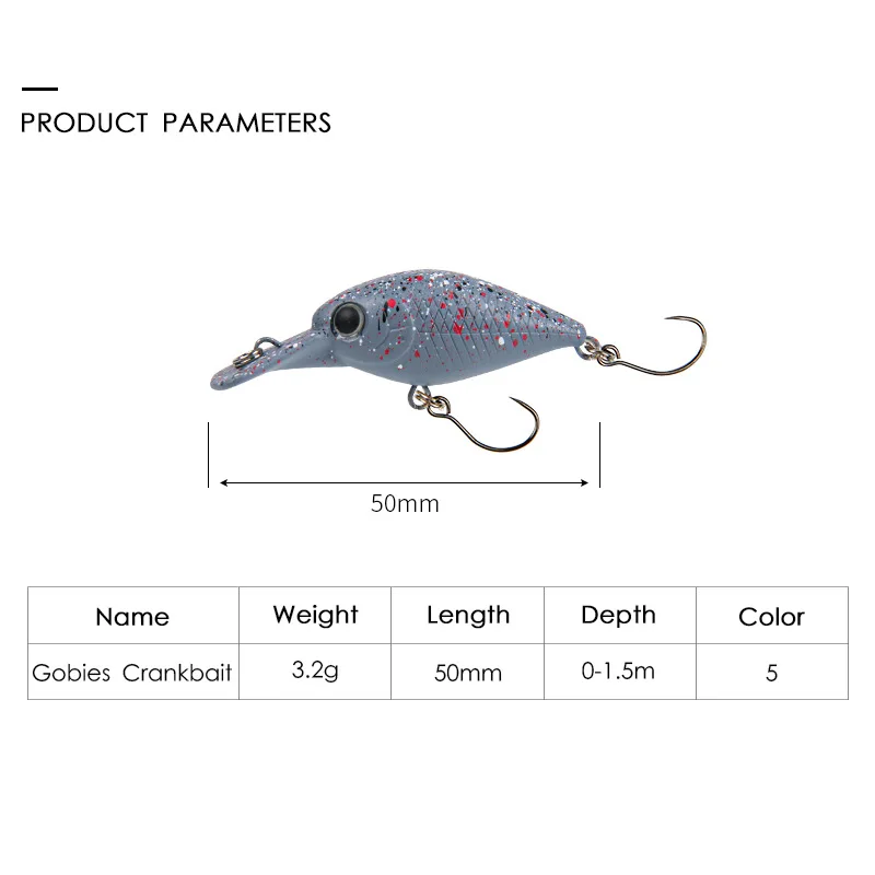 Hard Bait High Quality Crankbait Wobblers 50mm 3.2g mini Crank 0-1.5m depth For Trout bass Fishing Lures Tackle