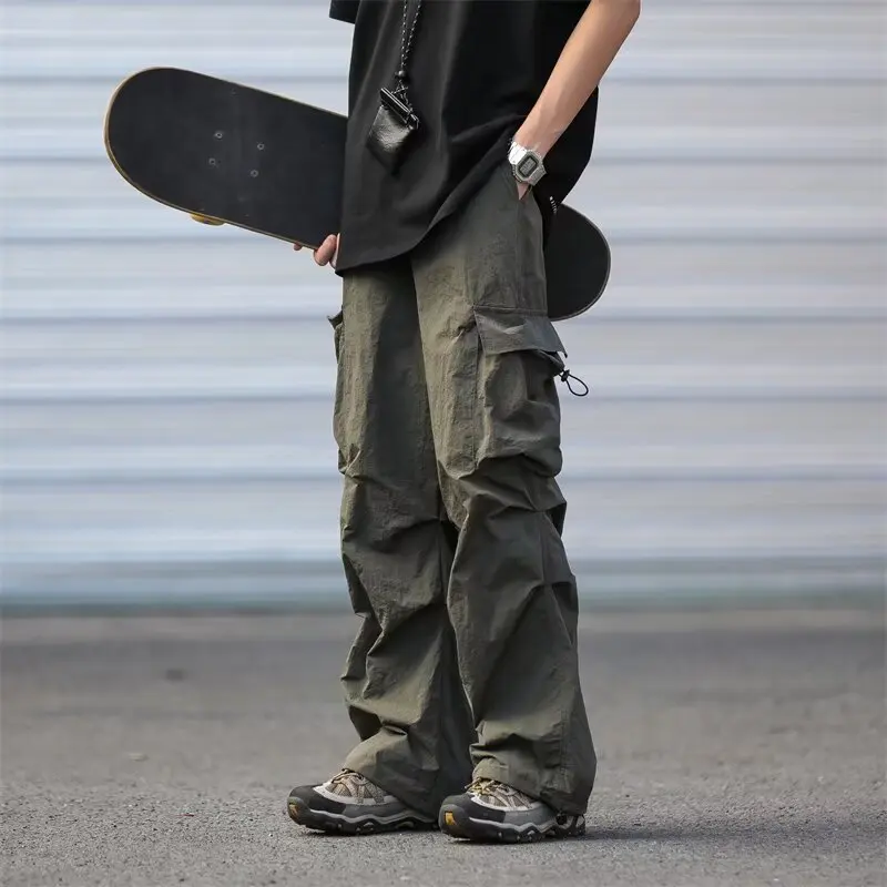 

2026 Summer Thin Cargo Pants Men Korean Fashion Harajuku Casual Baggy Sports Pants Joggers Y2k Japanese Streetwear Men Clothing