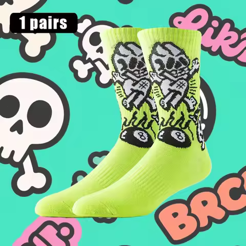 2Pairs Men Women Street Style Designer Hip Hop Novelty Funny Happy Basketball Skateboard Sport Socks