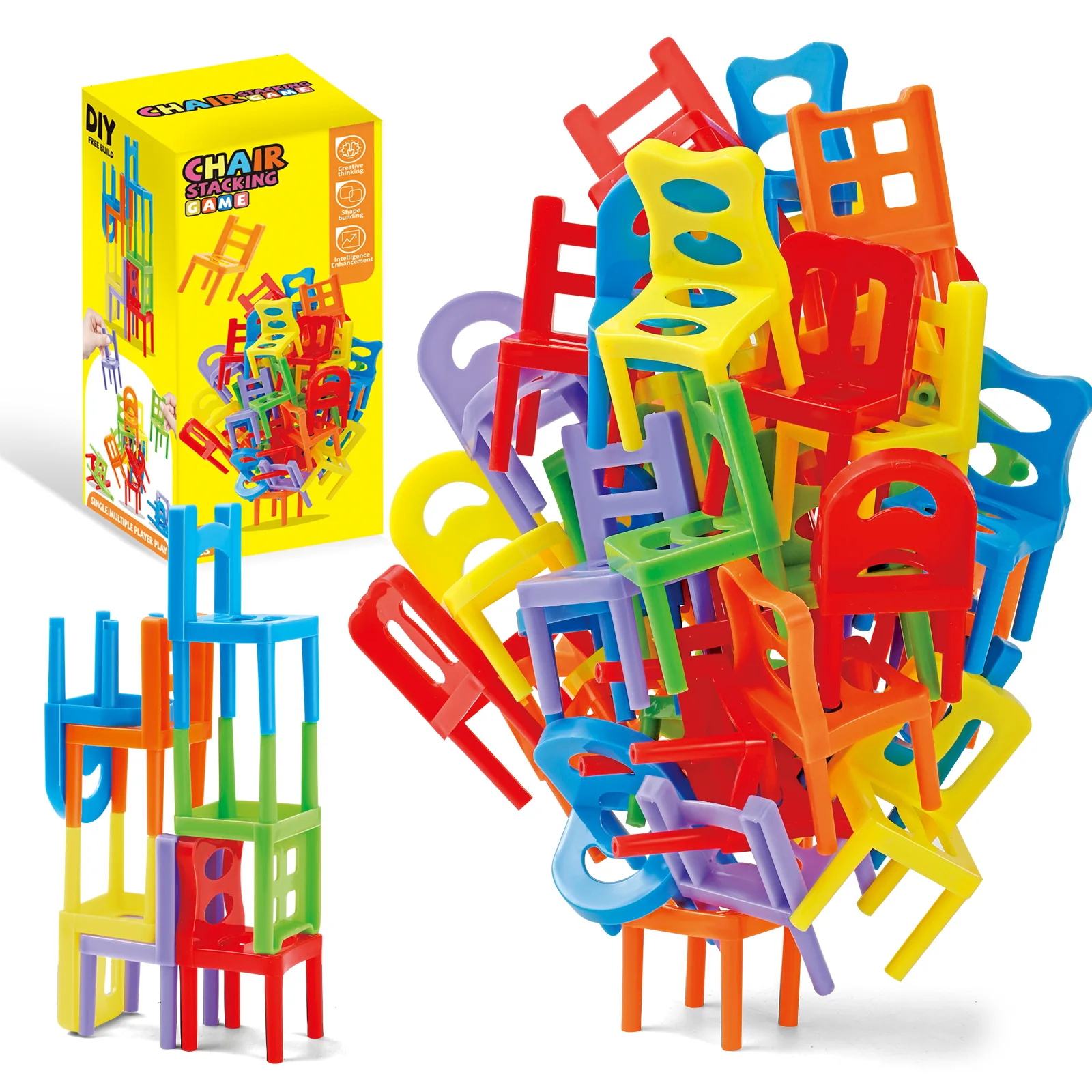 24-42PCS Kids Folding Chair Stacking Game Parent Child Interactive Puzzle Party Social Game Educational Toy