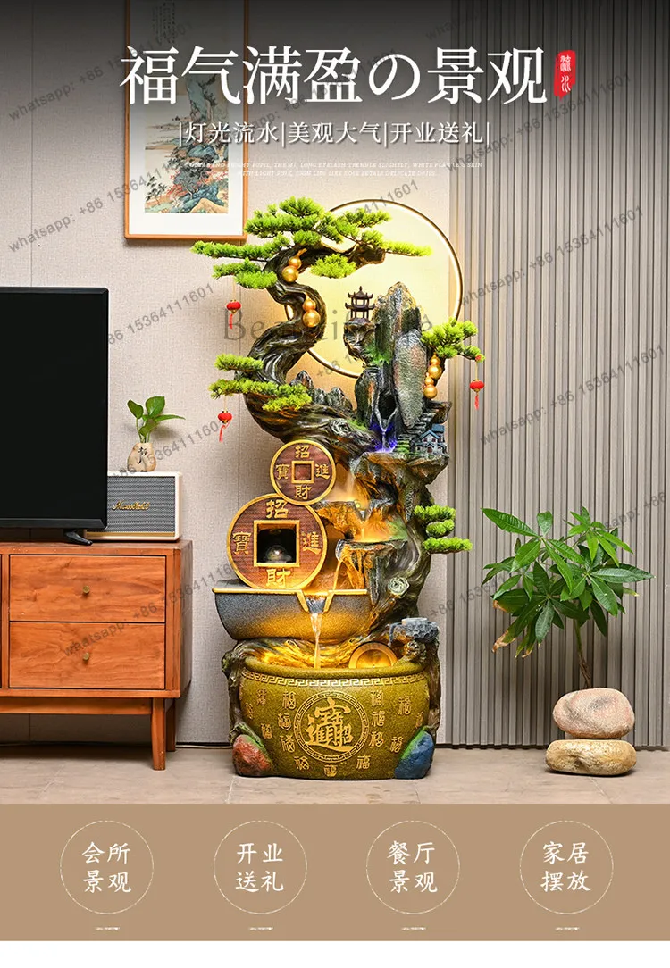 Rockery, flowing water, wealth ornament, circular water feature, living room treasure bowl, office decoration