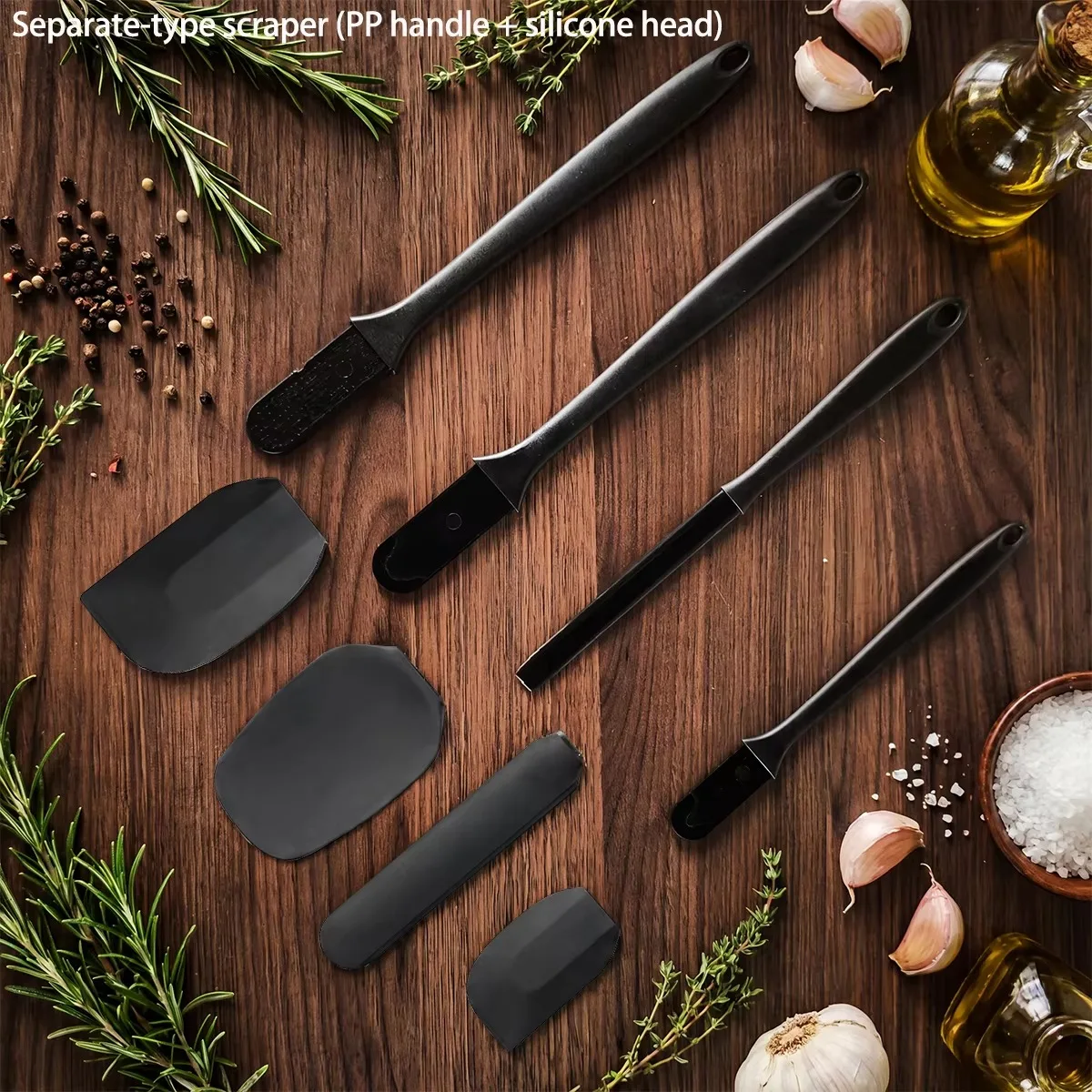 6-Piece Silicone Kitchenware Set Cream Scraper Spatula Oil Brush Size Scraper Baking Tools Non-Integrated Hand