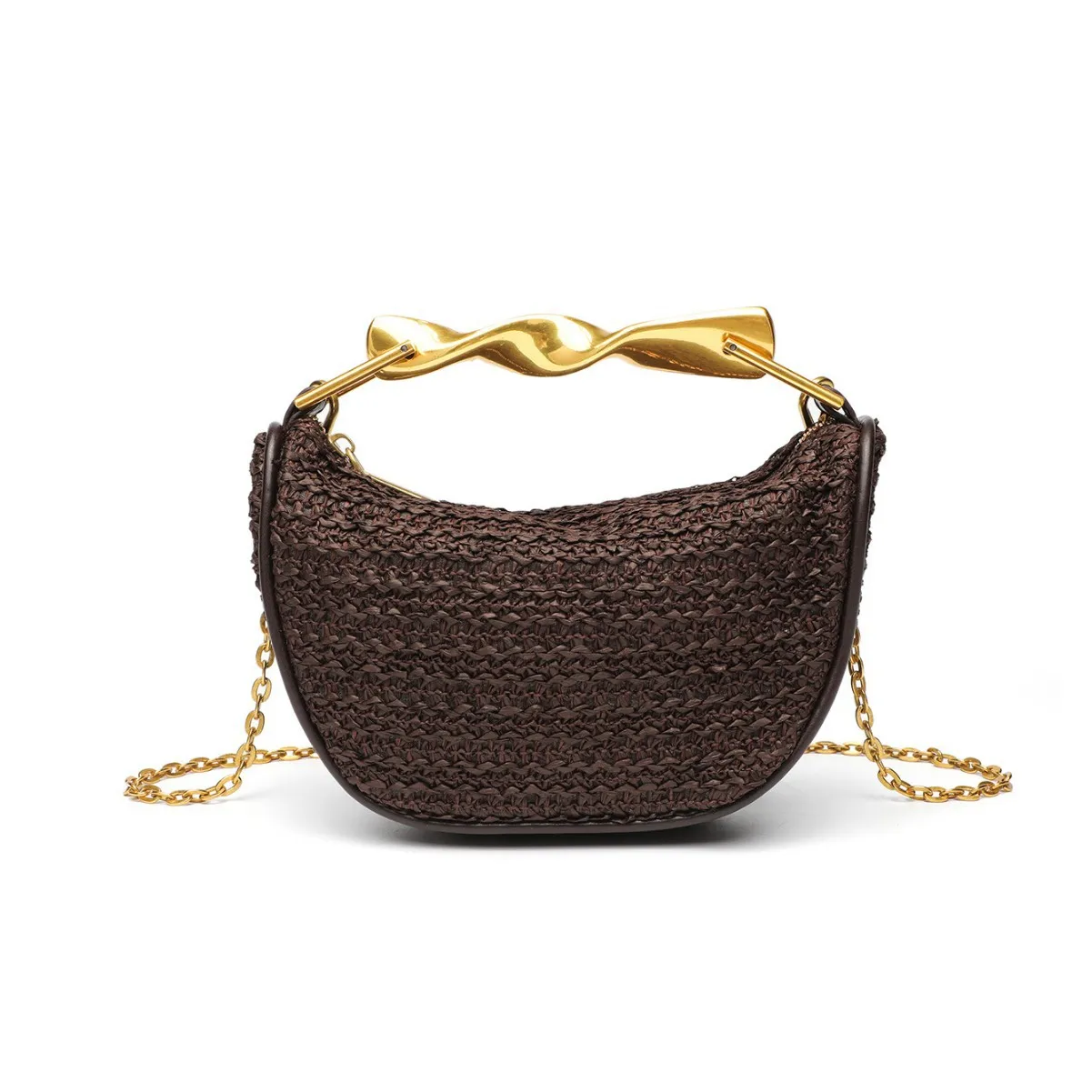 

Summer Half-Moon Beach Straw Shoulder Bags Women's Straw Bucket Bag Purse Woven Straw Handbags Casual Tote Crossbody Bag