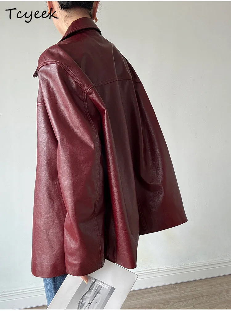 Tcyeek veste en cuir véritable femmes printemps automne vestes véritable manteau en peau De mouton femmes manteaux Vinatge vêtements Jaqueta De Couro