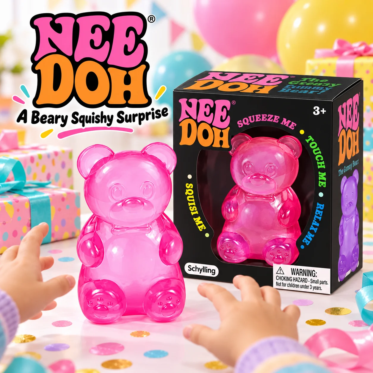 2026 NEEDOH Soft Gummy Bear Fidget Squeeze Toy TPR Sensory Stress Relief Toy Kids Birthday Party Gift