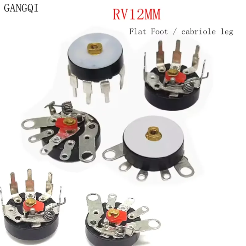 5PCS 10K 50K RV12 Straight Angle Radio Potentiometer RV12MM B503 B103 B10K B50K Power Amplifier Volume Potentiometer With Switch