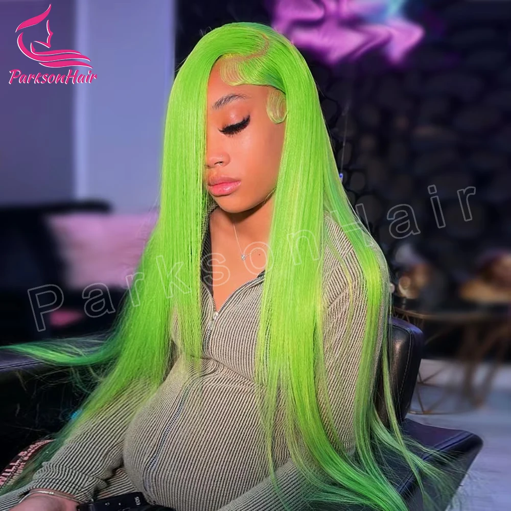 Green 13x4 13x6 Transparent Lace Frontal Wig Straight Lace Front Wigs 613 Colored T Part Brazilian Remy Hair Wig 250 Density