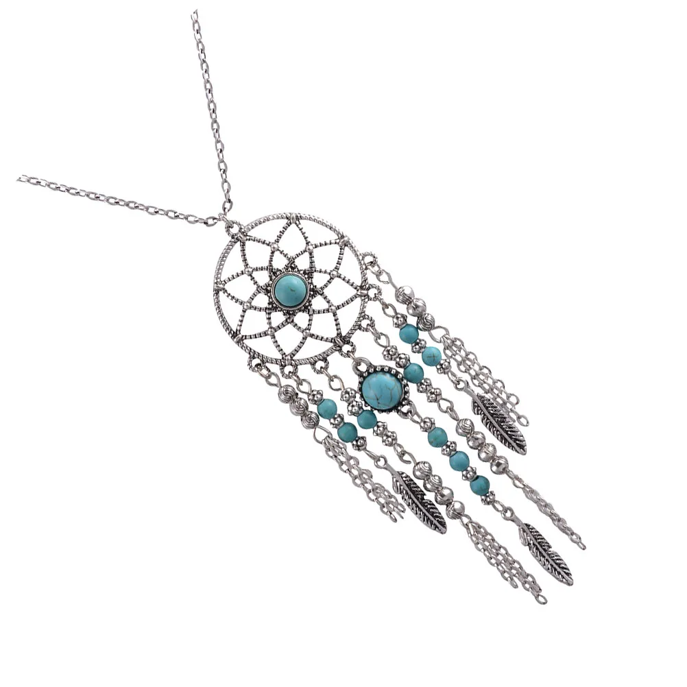 

Dream Catcher Necklace Bohemia Alloy Jewelry Gift Creative Pendant for Party Beach Daily Wear Sterling Silver Necklace