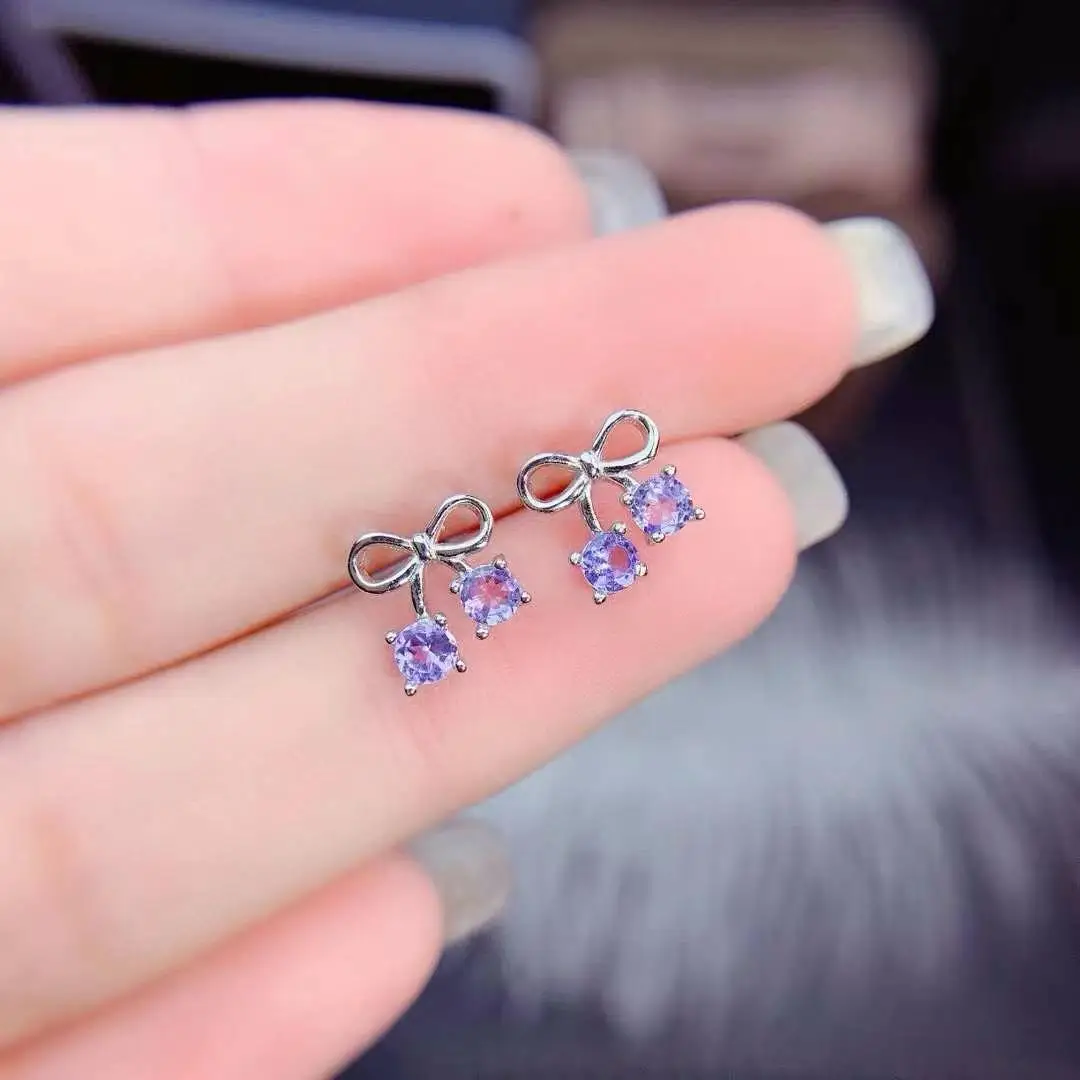 

The Best Birthday Gift 100% Natural Tanzanite Earring 925 Sterling Silver Women Real Tanzanite earrings