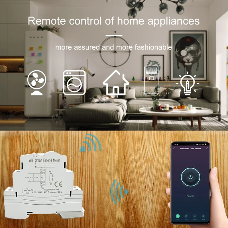 Disyuntor inteligente con Monitor de energía, temporizador monofásico, carril Din, 16A, Tuya, Wifi, funciona con Alexa Home