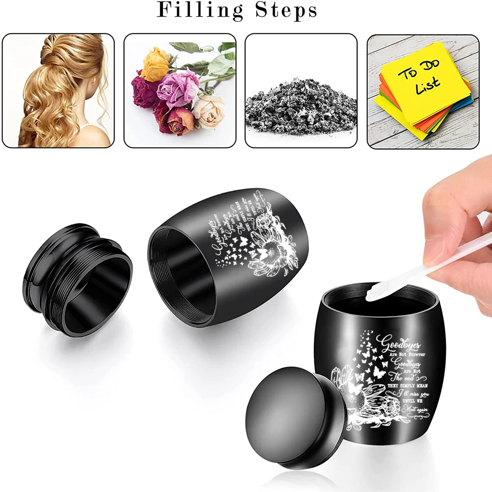 Small Urn for Human Ashes Aluminum alloy Mini Cremation Urn Small Keepsake Urn Butterfly Flower Pattern Memorial Ashes Containe