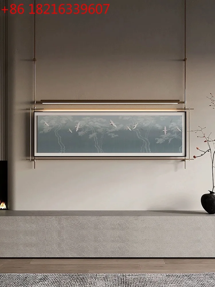

High-end hotel restaurant club decorative painting three-dimensional luminous stainless steel pole hanging painting