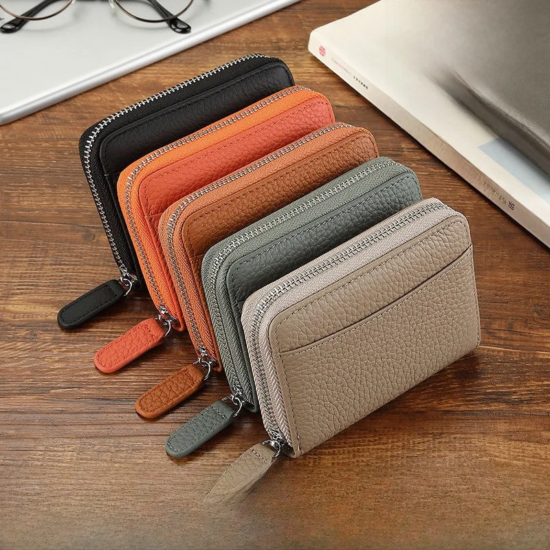 

Кошелек для монет из натуральной коровьей кожи, держатель для проездных билетов, дизайн-аккордеон, компактный размер, высококачественная кожа, без бренда, зарегистрированный товарный знак