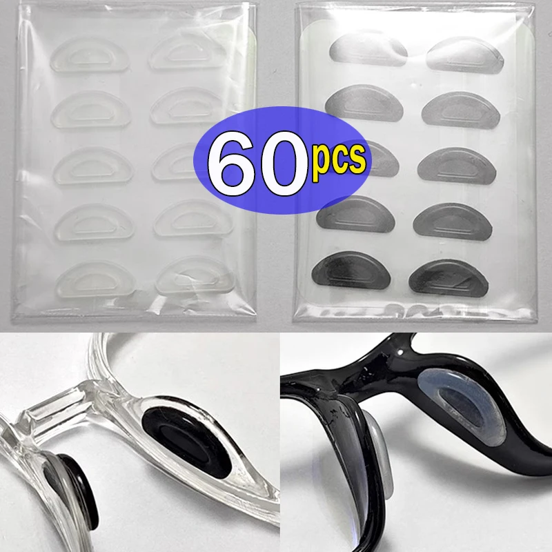 10/60pcs Silicone Glasses Nose Pads Adhesive Nose Pads Non-slip White Thin Nosepads for Glasses Eyeglasses Eyewear Accessories