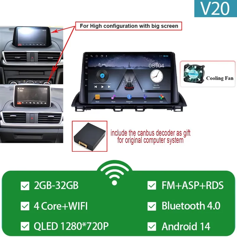 Voor Mazda 3 Axela 2014-2019 Mazda CX-4 CX4 2016-2018 Autoradio Android Auto GPS Navigatie multimedia Video Player Geen DVD