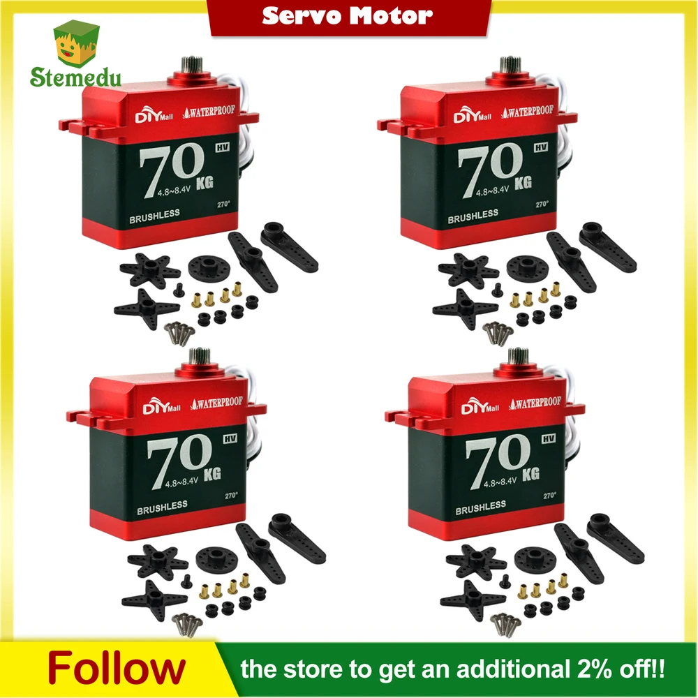 4 pz 70 KG Servo Digitale BLS-HV70MG Sterzo Impermeabile Motore Brushless Servos per 1/8 1/10 RC Auto Crawler Barca Aereo Robot