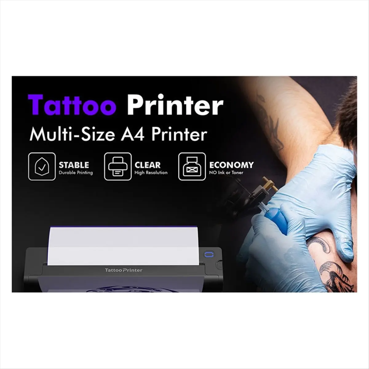 

A008 Tattoo Transfer Printer Automatic Fast Printing Bluetooth Portable Tattoo Stencil Maker for Small Business Wireless