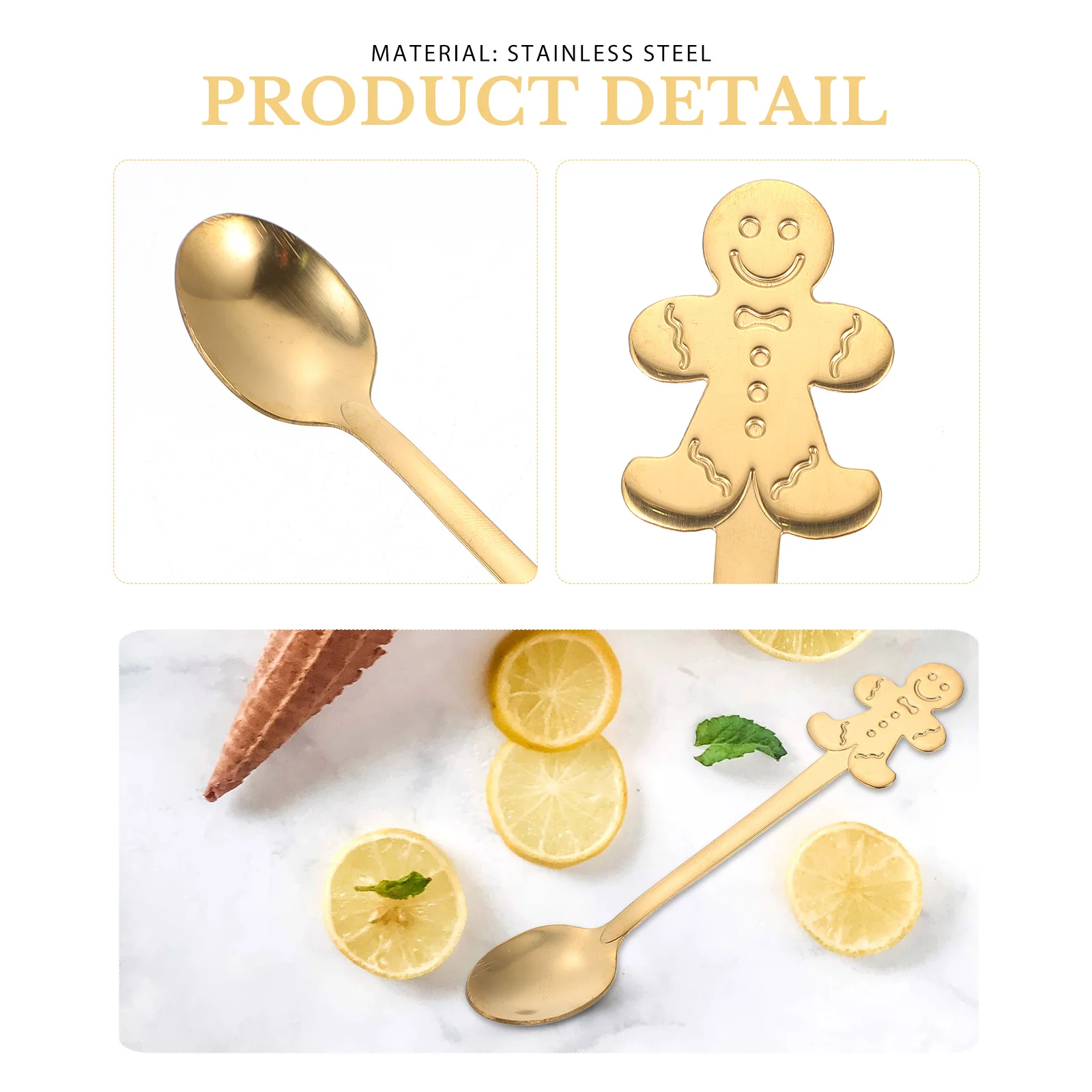 

12pcs Gift Spoon Set Stainless Steel Dessert Scoops Portable Tableware For Coffee Cake Watermelon Party Household Use Mixing