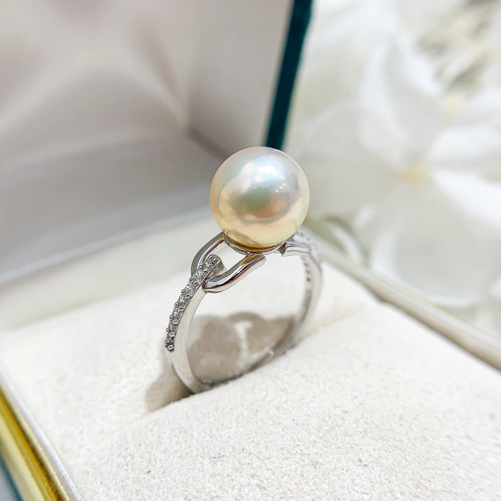 

3 шт. DIY жемчужные аксессуары 925 серебряное кольцо с жемчугом пустой держатель, модный золотой серебряный держатель для колец с круглыми бусинами 7-10 мм