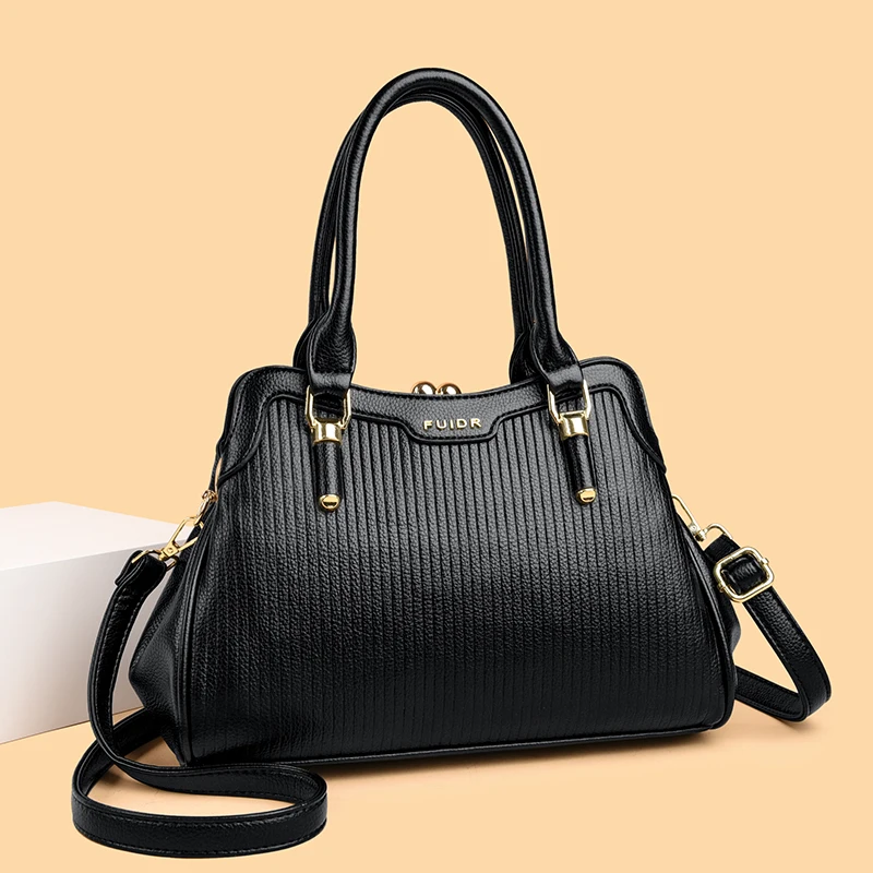 حقيبة يد مخططة أنيقة للنساء حقائب كتف أنيقة للركاب مصممة من الجلد حقيبة كروس للسيدات