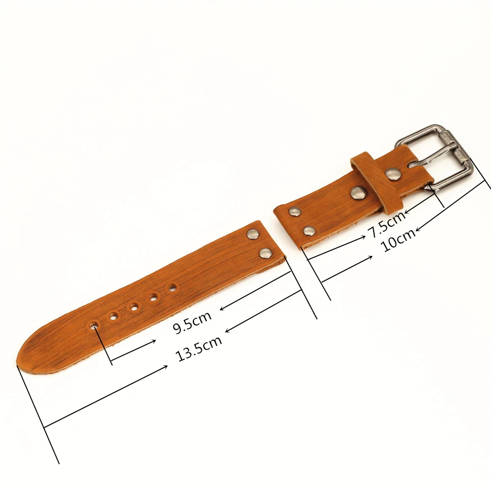 22mm Punk Brown Black Leather Watchband Men WatchStrap 24mm Homme GIft Jewelry