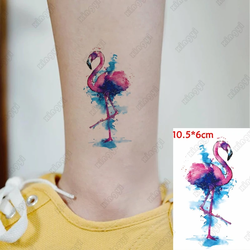 Small Size Waterproof Temporary Tattoo Sticker Blue Flamingo Rabbit Animals Girls Tatoo Water Transfer Flash Tatto Man Woman