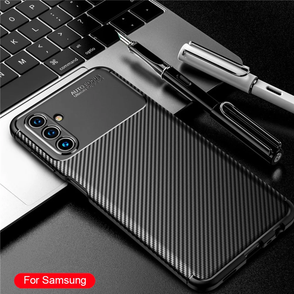 For Samsung Galaxy S23 FE 5G Case Carbon Fiber Pattern Funda Sumsung S23FE S 23 F E Cover Camera Shockproof Silicone Back Coque