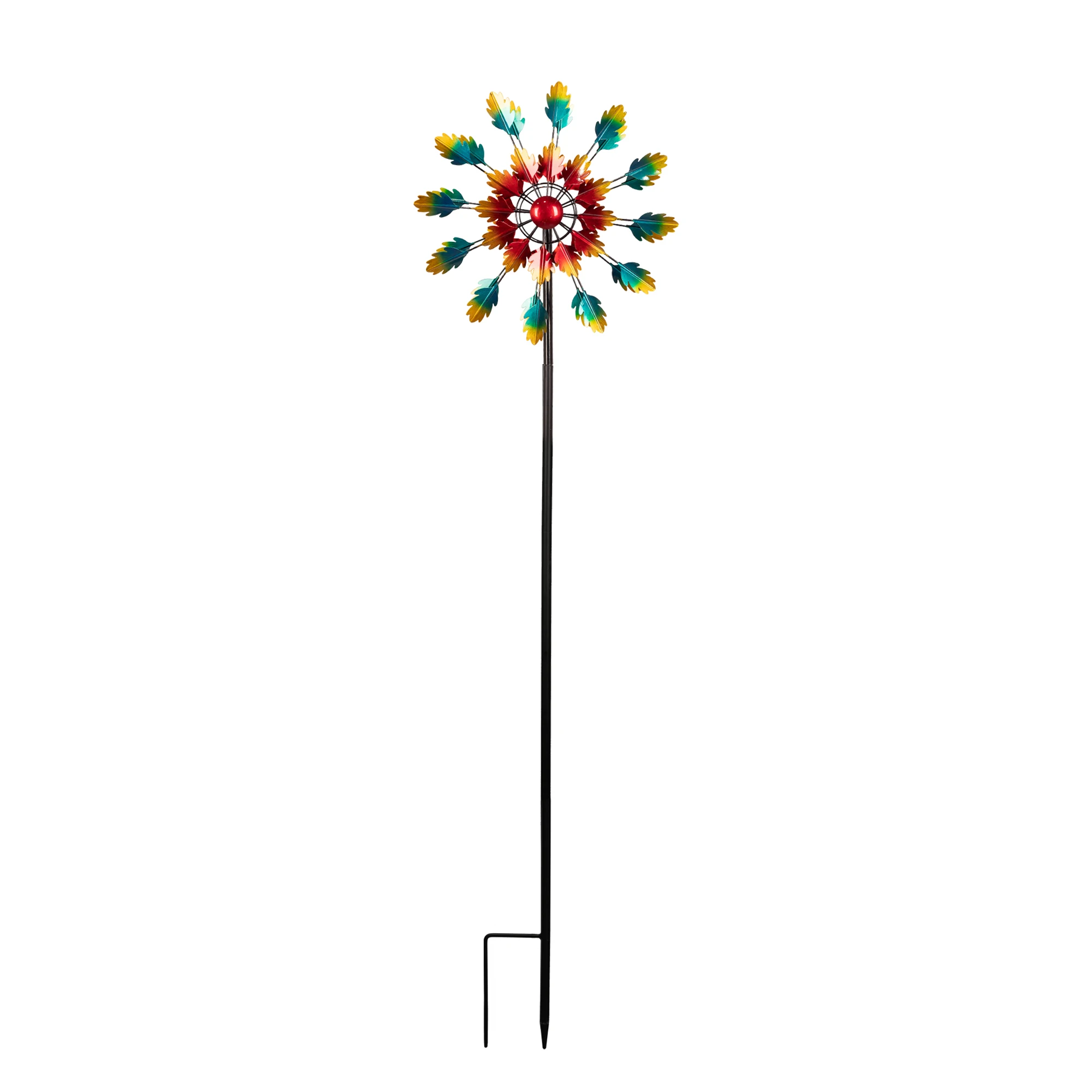 60 INCH Garden Decorative Feather Metal Wind Spinner Outdoor Windmill