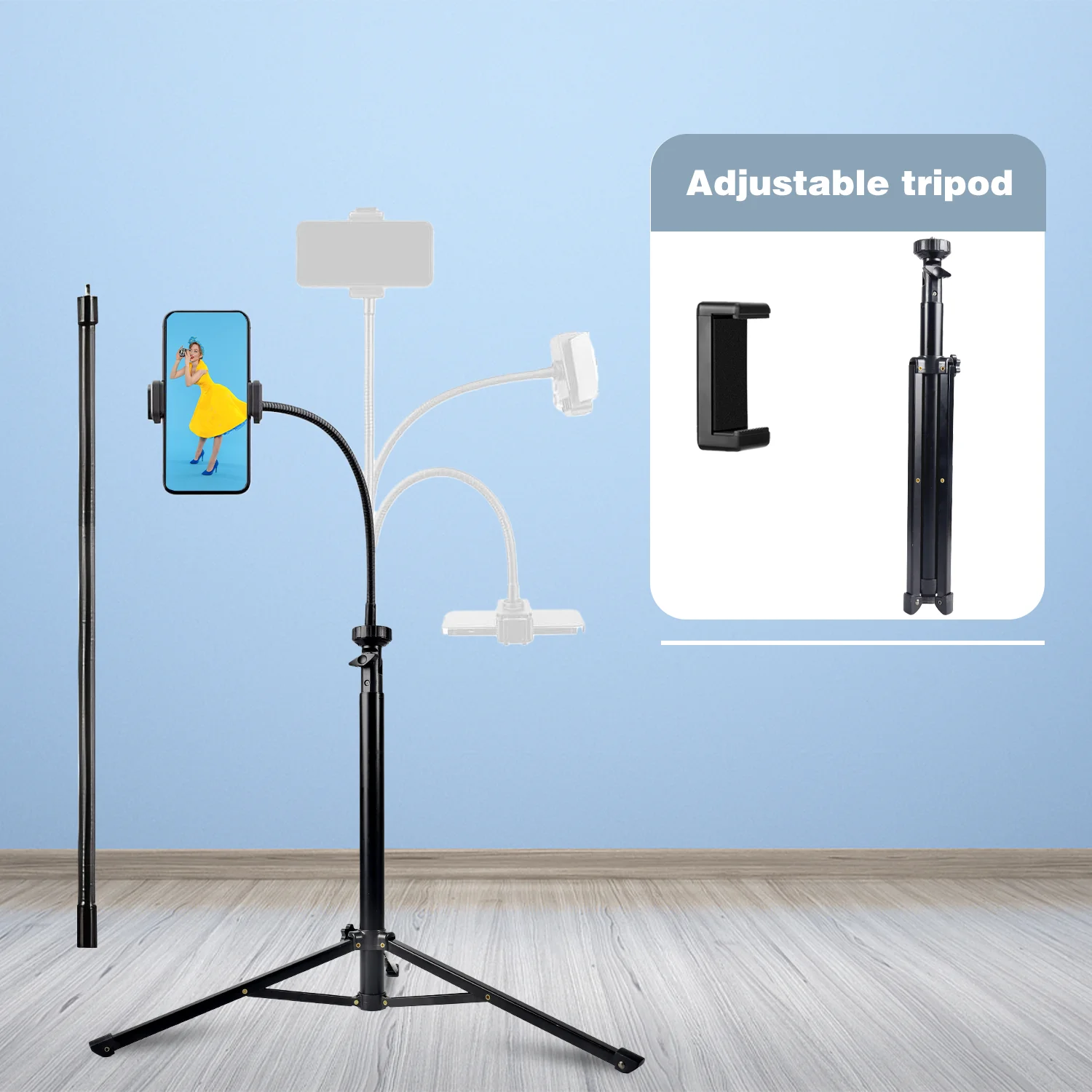 

Flexible 35cm Tube Tripod Selfie Stick, 360° Flexible Rotation, 145cm Height Adjustable, For Smartphones, For Handheld Selfies