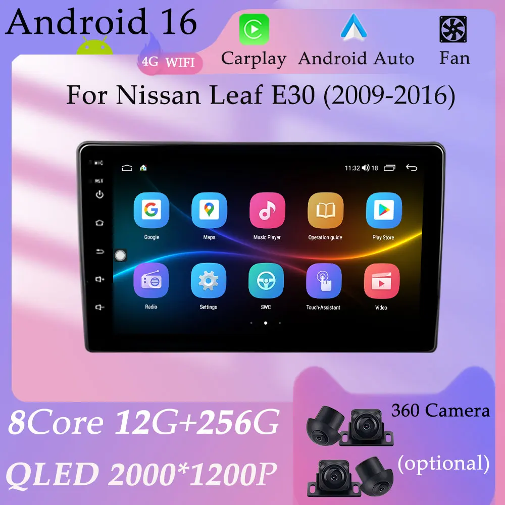 CarPlay Android for Nissan Leaf E30 2009 - 2016 YouTube Facebook GPS Navi Car Radio Multimedia Player Split Screen DSP Stereo