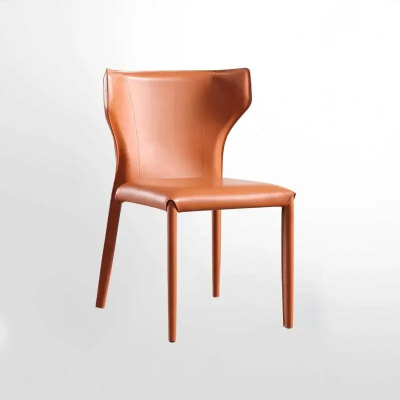 Dining Chair Minimalist Saddle Leather Chair Home Simple Hard Italian Leather Stool Designer Nordic Cadeira Furniture FY40YH