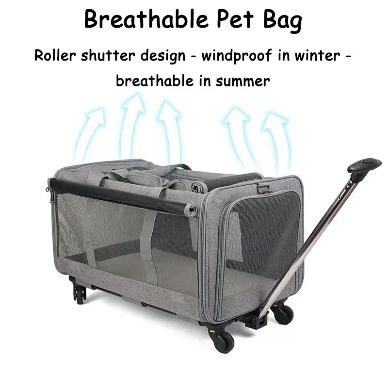 Breathable Pet Trolley Case Large Portable Lightweight Cat bag detachable dog Trolley Case outdoor Cat dog travel Carrier bag