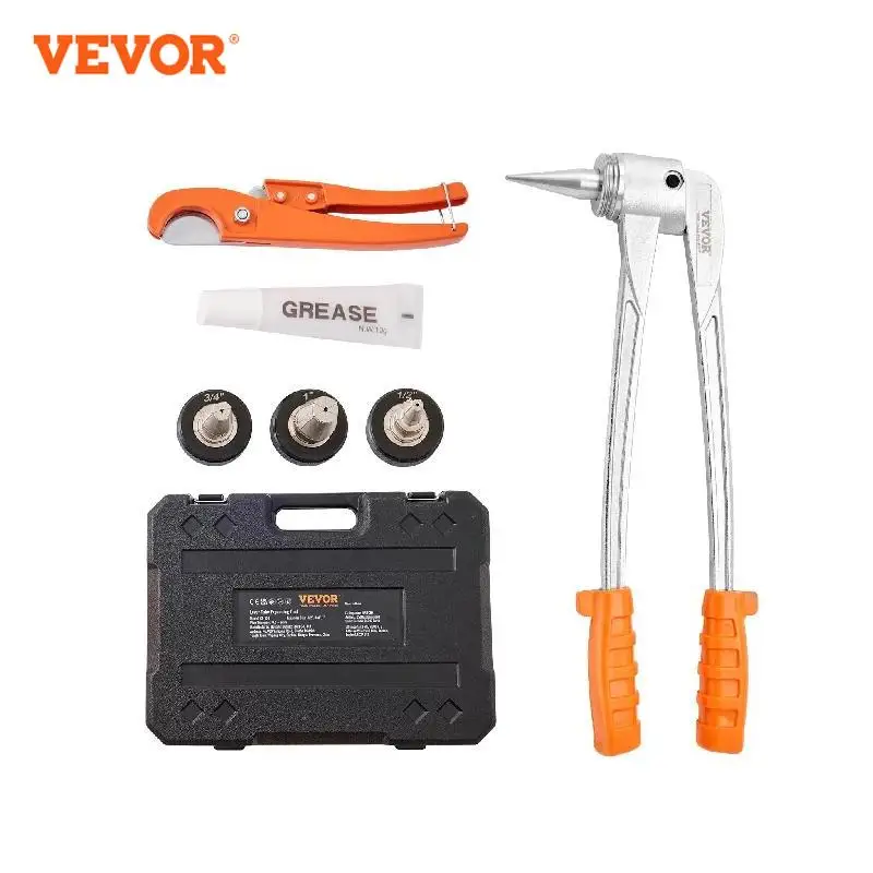 

VEVOR Pipe Tube Expander Manual Hydraulic PEX Tubing Expanding with 3 Expansion Heads Pipe Cutter Tool for Copper Pipe Repairing