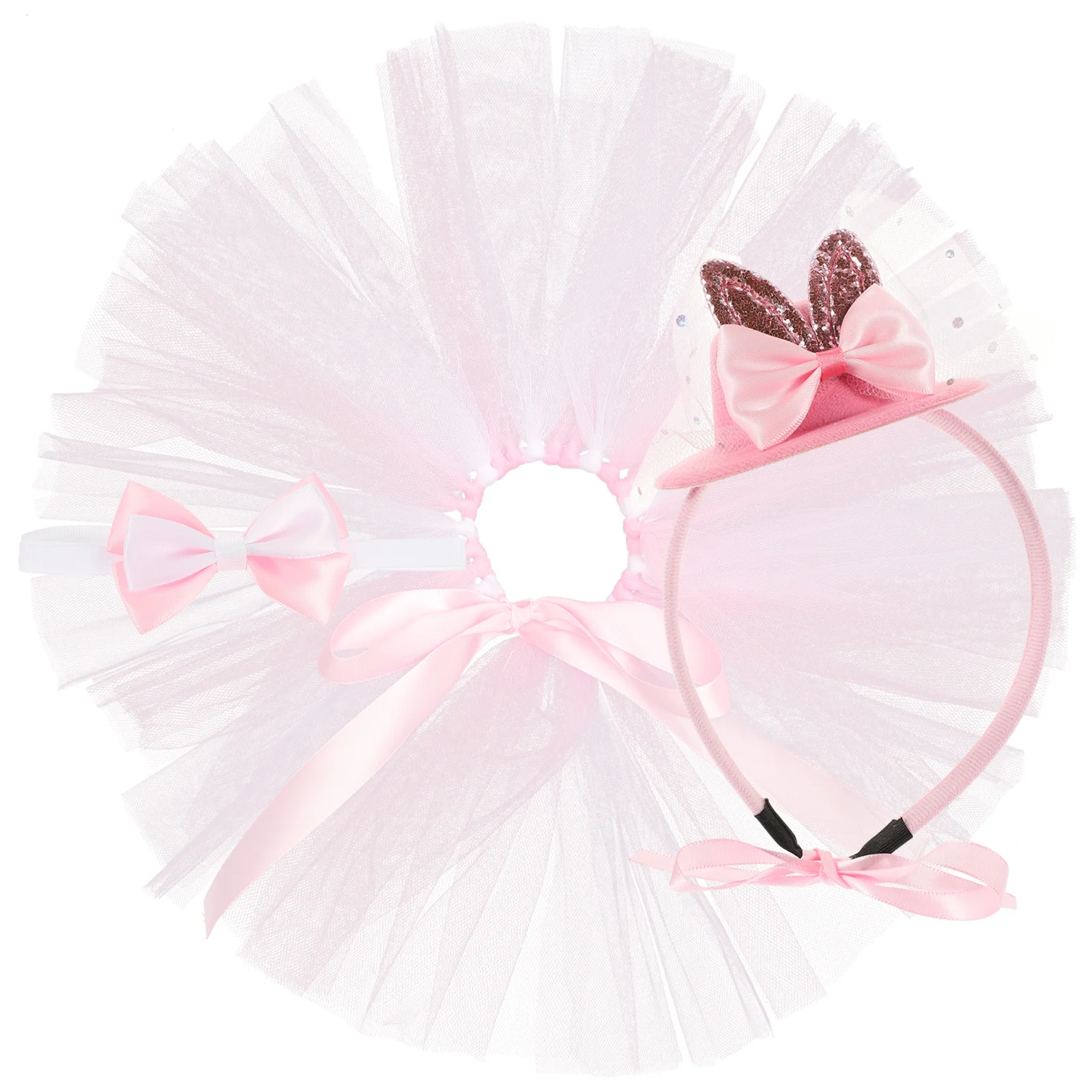 

1Set Pet Dress Up Tutu Outfit Set for Small Dogs Easter Costume Breathable Comfortable Party Wear Cosplay Skirt Bow Tie Hairband