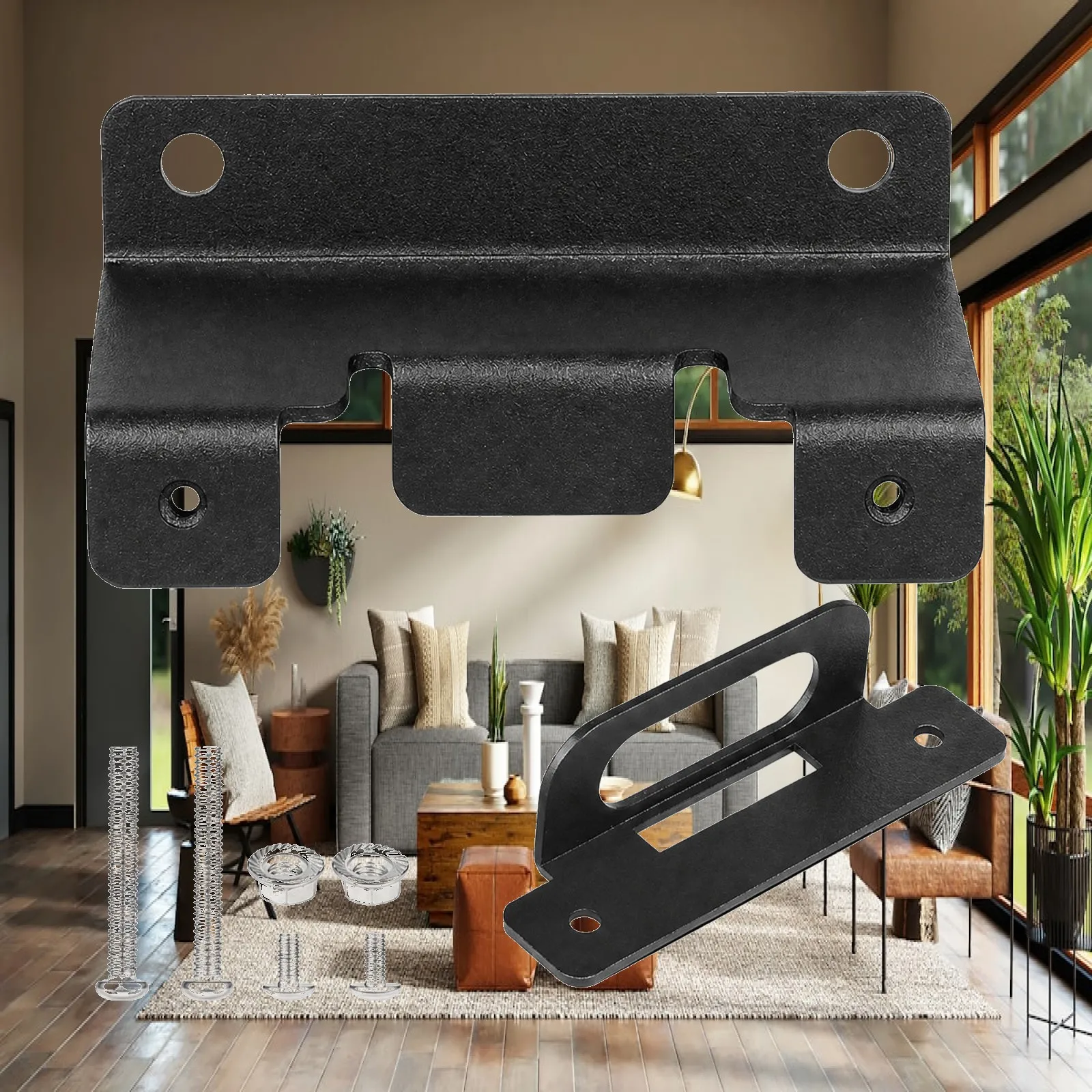 4 Pin Flat Trailer Connector Bracket Steel Mounting Plate Pre Drilled Holes for Car SUV Tow Hitch