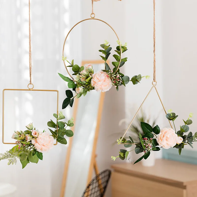 

Art Wreath Hanging Hoop Frame,DIY Metal Wall Garland Hanging Basket Rings Plant Flower Rack Decoration for Wedding Party Home