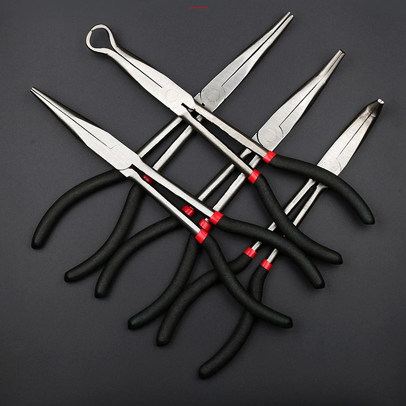 11 Inch 280mm Long Reach Round Nose Pliers Multi Function Plug Puller Hand Tool for Automotive Repair